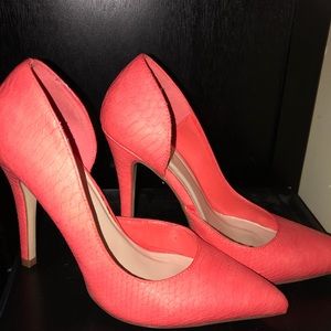 Neon coral pink heels